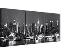 Wallfillers New York Hudson River Skyline Canvas Wall Art - Set of 3