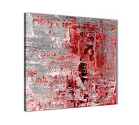 Wallfillers Red Grey Abstract Painting Kitchen Canvas Pictures Print