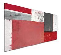 Wallfillers Red Grey Modern Abstract Painting Canvas Wall Art Print - 1343-118x49cm