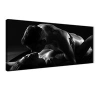 Wallfillers Romantic Nude Couple Erotica Canvas Art Pictures - Black White