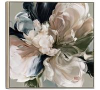 Wallfillers Sage Green Pink Floral Canvas Picture Framed - Blush Bloom