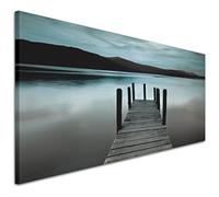 Wallfillers Teal Lake District Jetty Modern Canvas Wall Art Print - 1237 Small - 97x40cm