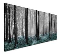 Wallfillers Teal Woodland Scenes Forest Trees Canvas Wall Art Print - 1242 Small - 97x40cm