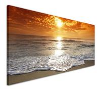 Wallfillers Tropical Beach Sunset Picture Wall Art Canvas - 1152-118x49cm