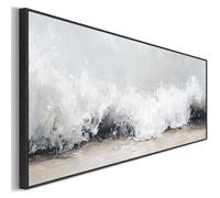 Wallfillers Wide Horizontal Framed Wall Art Canvas Greige Neutral Narrow Panoramic (143 x 52cm)