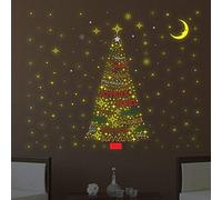 Wallflexi Christmas Decorations Wall Stickers " Christmas Glow Tree -French Quotes " Wall Murals Decals living Room Children Nursery School Restaurant Cafe Hotel Home Office Décor, multicolour