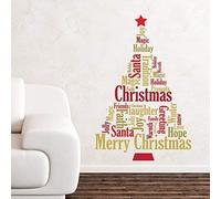Wallflexi Christmas Decorations Wall Stickers " English Quotes Christmas Tree " Wall Murals Decals living Room Children Nursery School Restaurant Cafe Hotel Home Office Décor, multicolour