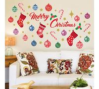 Wallflexi Christmas Decorations Wall Stickers Merry Christmas Decoration Set Wall Murals Decals Living Room Children Nursery School Restaurant Cafe Hotel Home Office Décor, Multicolour