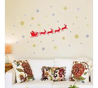 Wallflexi Christmas Decorations Wall Stickers " Santa's Sleigh " Wall Murals Decals living Room Children Nursery School Restaurant Cafe Hotel Home Office Décor, multicolour