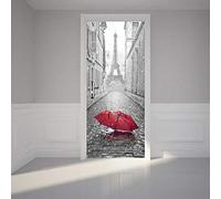 Wallflexi Door Mural Eiffel Tower Home Decoration Wall Art Murals Decals living Room Nursery Restaurant Hotel Café Office Décor Removable Self-Adhesive Stickers, multicolour