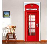 Wallflexi Door Mural UK Telephone Home Decoration Wall Art Murals Decals living Room Nursery Restaurant Hotel Café Office Décor Removable Self-Adhesive Stickers, multicolour