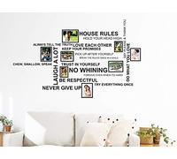 Wallflexi House Rules Quote Birdcage Wall Stickers with Photo Frame, Multi-Colour