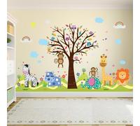 Wallflexi Office Home Decoration Wall Stickers "Happy Hills & Zoo" Wall Murals Removable Self-Adhesive Decals art Nursery Kindergarden School Baby Toddler Children Kids Room Decoration, multicolour