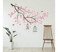Wallflexi Wall Stickers Branch Cherry Blossom Wall Art Murals Removable Self-Adhesive Decals Office Home Decoration, Multi-Colour