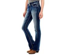 WallFlower Luscious Curvy Bootcut Jeans for Women Mid-Rise Insta Stretch Denim in Petite, Midsize, Plus Size, Juniors Jeans, Jenna, 16 Plus