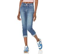 WallFlower Women's Juniors Instastretch Bling Luscious Curvy Mid-Rise Stretch Skinny Crops (Standard and Plus), Trixie, 13