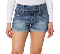 WallFlower Women's Luscious Curvy Belted 3-inch Mid-Rise Denim, 3" Venus Bling Short, 9
