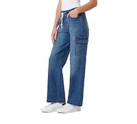WallFlower Women's Tomboy Relaxed Cargo Denim Mid-Rise Insta Stretch Juniors Jeans, Veronica a, Large