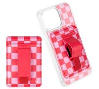 Walli Magnetic Phone Wallet for iPhone, Slim Card Holder with Kickstand & Finger Strap, Cute and Functional Accessory - Raspberry Rush