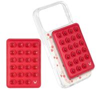 Walli Suction Cup Phone Mount, Silicone Sticky Grip Accessory for iPhone, Strong Suction Phone Holder for Hands-Free Use-Red