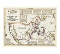 Wallingford 1935 Map USA Bostonian Idea Warped Large Wall Art Poster Print Thick Paper 18X24 Inch
