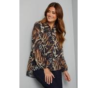 Wallis Women's Abstract Animal High Low Hem Longline Shirt in Black | Size: 12 Wallis Black 12