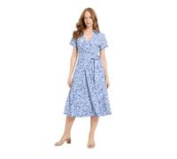 Wallis Abstract Jersey Roll Sleeve Belted Midi Dress, 16, Blue