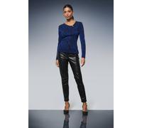 Wallis Abstract Metallic Jersey Bar Detail Top In Blue blue 18