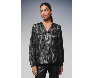 Wallis Abstract Metallic Overhead Shirt In Black black