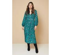 Wallis Abstract Pin Tuck Detail Zip Midi Dress In Green green 16