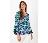 Wallis Abstract Print Double Fluted Sleeve Top multi 8