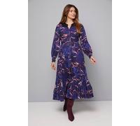 Wallis Abstract Print Lace Collar Pleated Midi Dress In Navy navy 20