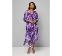 Wallis Women's Abstract Print Pleated Asymmetric Wrap Dress in Navy | Size: 12 Wallis Navy 12
