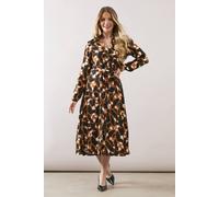 Wallis Abstract Print Viscose Button Through Shirt Dress In Rust rust 16