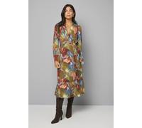 Wallis Abstract Print Wrap Midi Dress In Rust rust