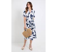 Wallis Women's Abstract Short Sleeve Shirt Dress in Navy | Size: 14 Wallis Navy 14