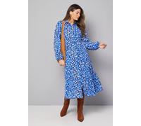 Wallis Abstract Spot Print Godet Shirt Dress In Blue blue 16
