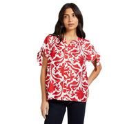 Wallis Abstract Tie Sleeve Collarless Top, 14, Red