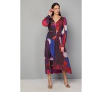 Wallis Abstract Trapeze Midi Dress In Berry berry