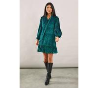 Wallis Animal Burnout Tie Neck Dress In Green green