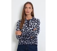 Wallis Women's Animal Jaquard Button Detail Fine Knitted Jumper in Grey | Size: Medium Wallis Grey M