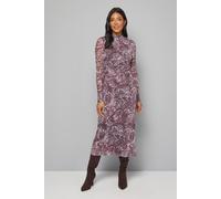 Wallis Animal Mesh Ruched Midaxi Dress In Berry berry