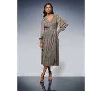 WALLIS Animal Metallic Tie Waist Midi Dress 16