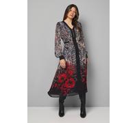 Wallis Women's Animal Ombre Floral Zip Midi Dress in Black | Size: 20 Wallis Black 20