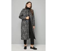 Wallis Animal Print Button Detail Coat In Grey grey