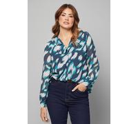 Wallis Animal Print Chiffon Ruffle Blouse In Teal teal 10