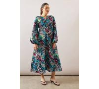 Wallis Animal Print Collarless Midi Dress In Ivory ivory 14