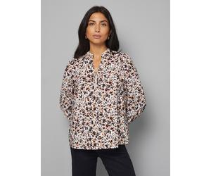 WALLIS Animal Print Collarless Zip Blouse 20