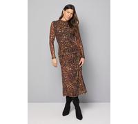 Wallis Women's Animal Print Mesh High Neck Top in Chocolate | Size: 18 Wallis Chocolate 18