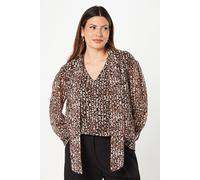 Wallis Animal Print Pussybow Blouse In Neutral neutral